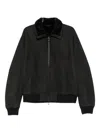 Emporio Armani Fur-collar Zip-front Jacket In Black