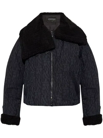 Emporio Armani Fur-trim Jacket In Black