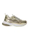 Emporio Armani Futuristic Gold And White Sneakers With Ea Logo In Gold
