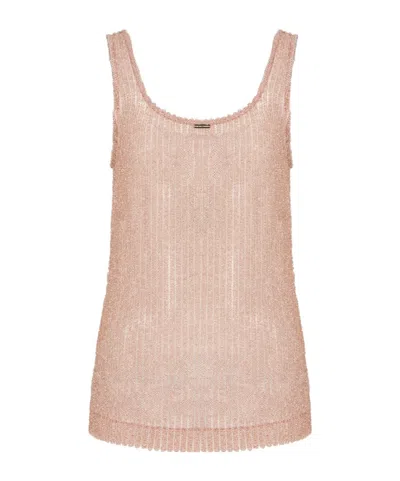 Emporio Armani Fuzzy Lurex Beachwear Tank Top In Pink