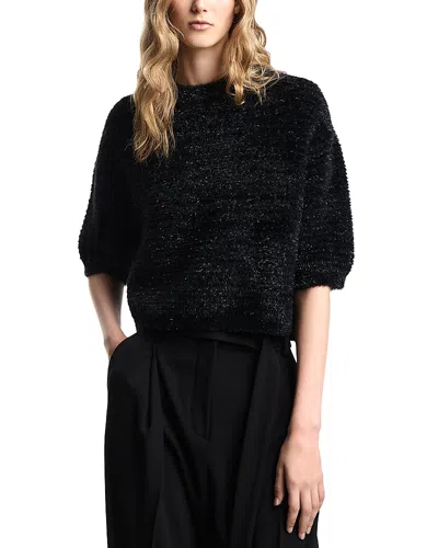 Emporio Armani Fuzzy Three Quarter Sleeve Sweater In Black