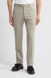 Emporio Armani G-line Flat Front Wool Pants In Beige/khaki