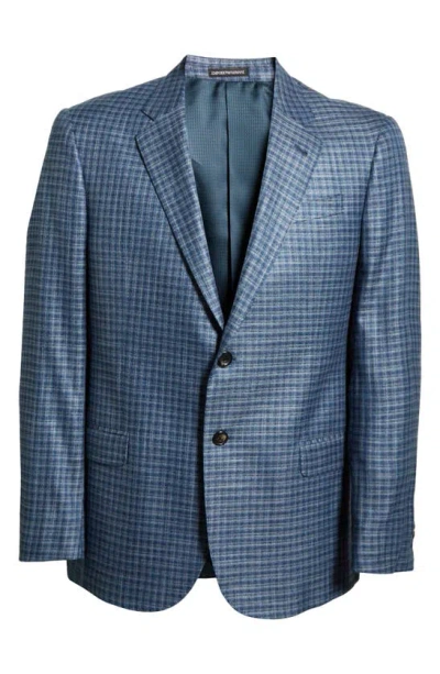 Emporio Armani G-line Plaid Jacket In Teal