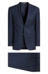 Emporio Armani G-line Slim Fit Blue Mélange Wool Suit In Blue