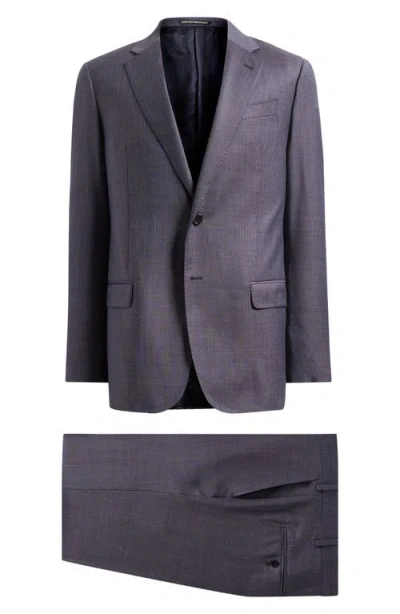 Emporio Armani G-line Slim Fit Microcheck Wool Suit In Blue