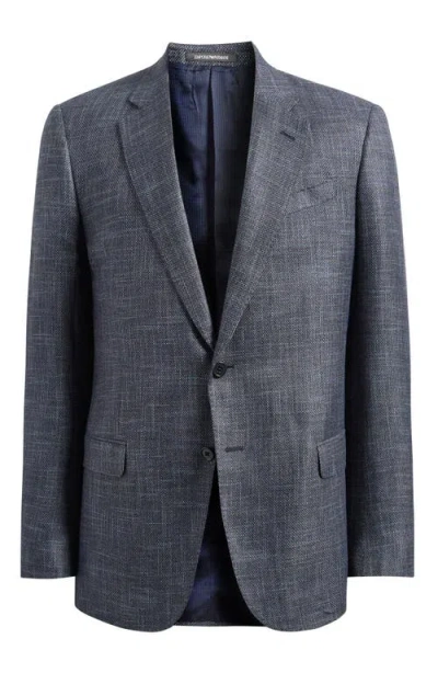 Emporio Armani G-line Textured Blue Mélange Sport Coat In Gray