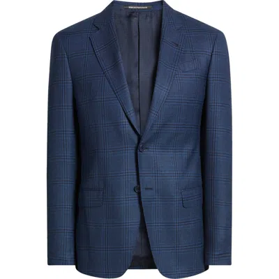 Emporio Armani G-line Textured Navy Check Sport Coat In Blue