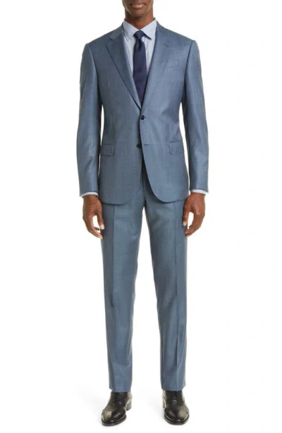 Emporio Armani G-line Virgin Wool Suit In Blue Grey