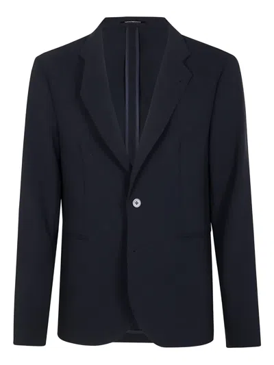 Emporio Armani Tailored Single Breasted Suit Jacket With Back Vent In Vulcan