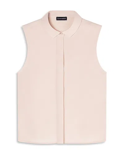 Emporio Armani Sleeveless Shirt In Technical Gabardine In Pink