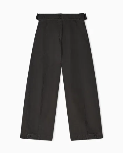 Emporio Armani Garment-dyed Linen-blend Oval-leg Trousers In Brown