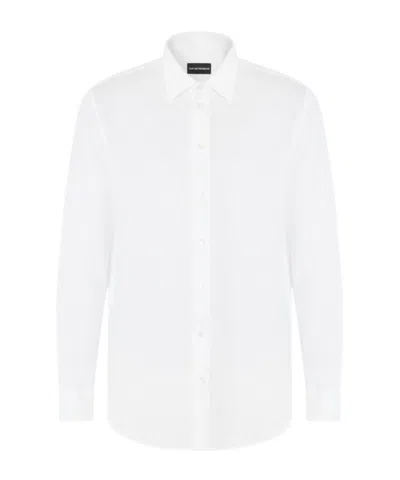 Emporio Armani Garment-dyed Linen Shirt With French Collar In White