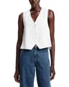 Emporio Armani Single-breasted Waistcoat In Garment-dyed Striped Bull In White