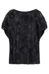 Emporio Armani Gathered Jacquard Blouse In Blue
