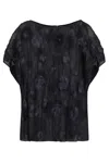 Emporio Armani Gathered Jacquard Blouse In Blue