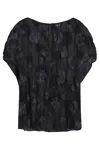 Emporio Armani Gathered Jacquard Blouse In Deep Blue