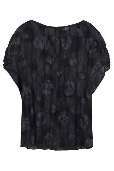 EMPORIO ARMANI GATHERED JACQUARD BLOUSE