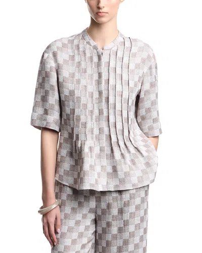 Emporio Armani Gauze Checkered Shirt In Gray