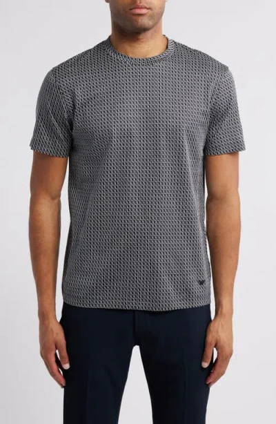 Emporio Armani Geo Box Lyocell & Cotton T-shirt In Solid Blue Navy