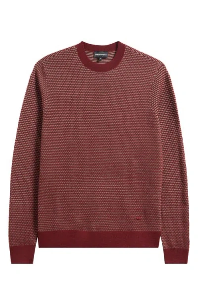 Emporio Armani Geo Jacquard Virgin Wool Blend Crewneck Sweater In Brown