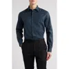 Emporio Armani Geo Print Stretch Cotton Poplin Button-up Shirt In Black