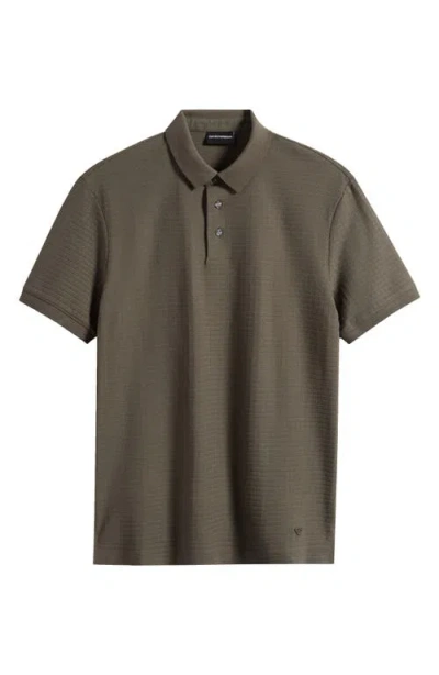 Emporio Armani Geo Texture Cotton Polo In Brown