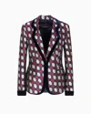 Emporio Armani Geometric Jacquard Blazer With Velvet Details In Multi