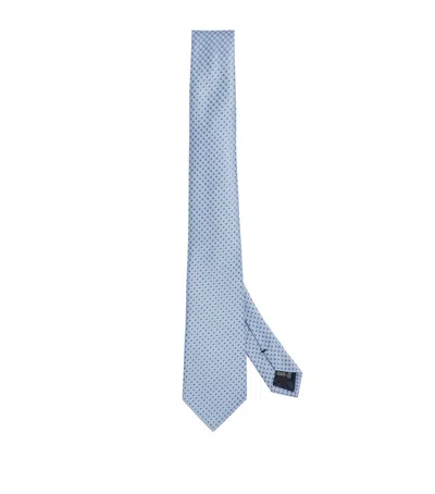 Emporio Armani Geometric Jacquard Tie In Blue