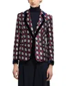 Emporio Armani Geometric Jacquard Blazer With Velvet Details In Multi
