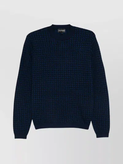 EMPORIO ARMANI GEOMETRIC PATTERN CREWNECK WOOL JUMPER
