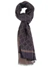 Emporio Armani Rectangular Geometric Pattern Viscose-blend Scarf In Blue