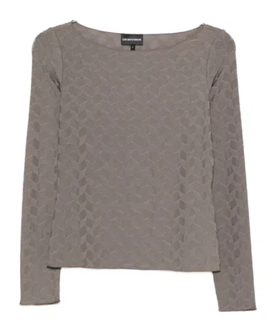 EMPORIO ARMANI GEOMETRIC-PATTERN LONG-SLEEVED BLOUSE