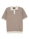 Emporio Armani Jacquard Knit Polo Shirt In Neutrals