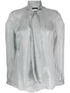 Emporio Armani Geometric-pattern Silk Blouse In Grey
