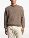 Emporio Armani Virgin Wool-blend Jumper With Op-art Jacquard With Oversized Diamonds In Brown