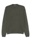 Emporio Armani Mens Squares 06k0 Embossed-pattern Crew-neck Regular-fit Wool Jumper Xxxl In Gray