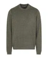 Emporio Armani Mens Squares 06k0 Embossed-pattern Crew-neck Regular-fit Wool Jumper Xxxl In Green
