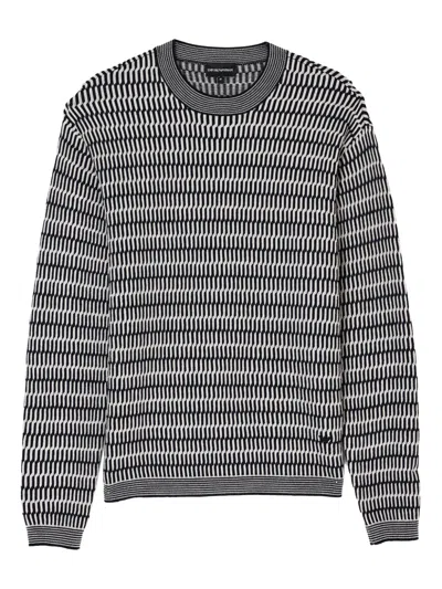 Emporio Armani Jacquard Wool Crewneck Sweater In Multi