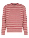 Emporio Armani Two-tone Embroidery-stitched Jacquard Virgin Wool Jumper In Red