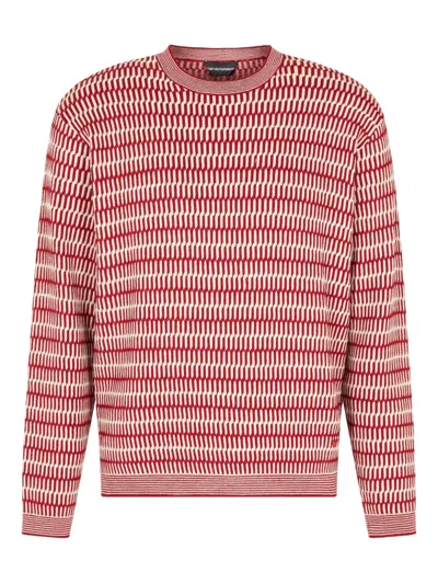 EMPORIO ARMANI GEOMETRIC-PATTERN WOOL SWEATER