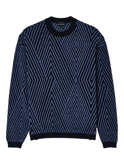 EMPORIO ARMANI GEOMETRIC-PATTERN WOOL SWEATER
