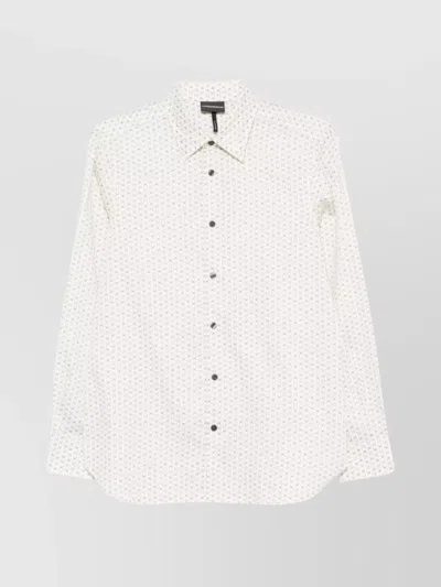 EMPORIO ARMANI GEOMETRIC PRINT COTTON SHIRT WITH BUTTON-DOWN COLLAR
