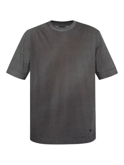 Emporio Armani Geometric-print Cotton T-shirt In Gray