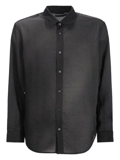 Emporio Armani Geometric-print Long-sleeve Shirt In Black