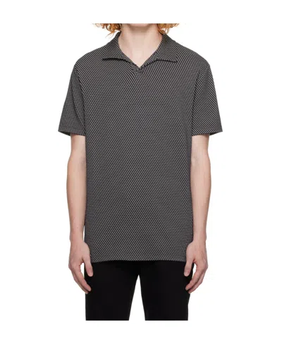 Emporio Armani Geometric-print Polo Shirt In Black