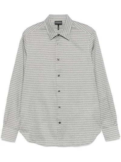 Emporio Armani Geometric-print Shirt In White