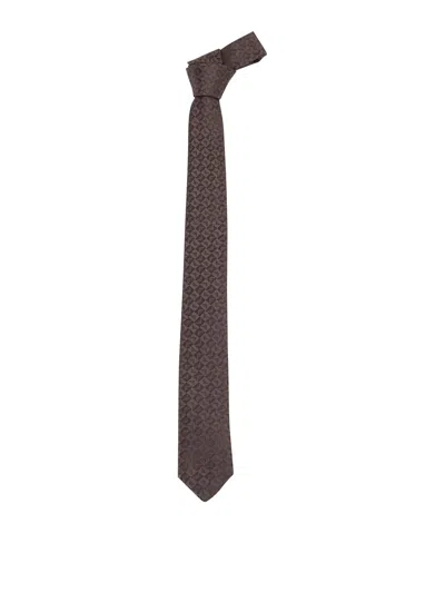 Emporio Armani Geometric Print Tie In Marrón