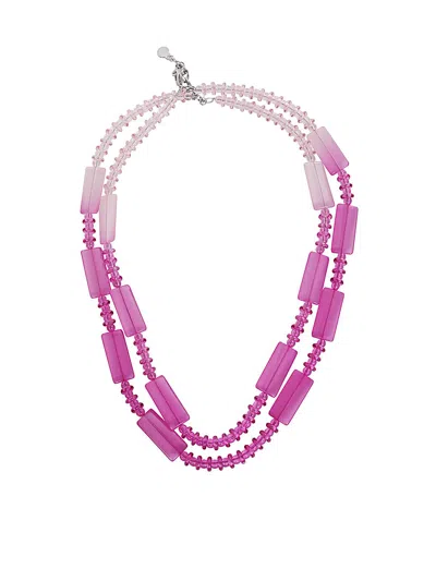 Emporio Armani Gradient Effect Double Layered Necklace In Pink & Purple