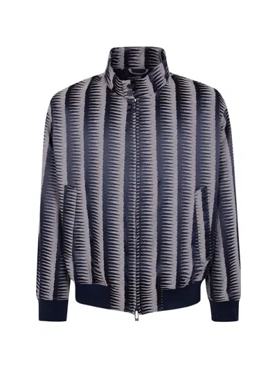 Emporio Armani Geometric-pattern Jacket In Blue