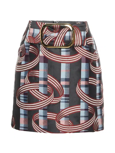 Pre-owned Emporio Armani Geometric-pattern Mini Skirt In Gray